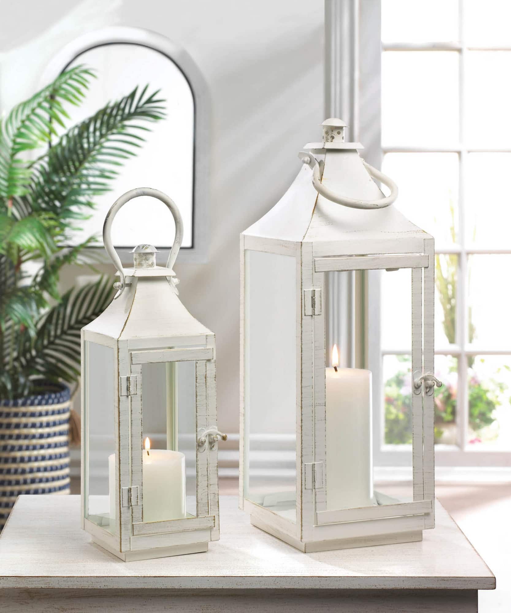 12" Traditional White Lantern